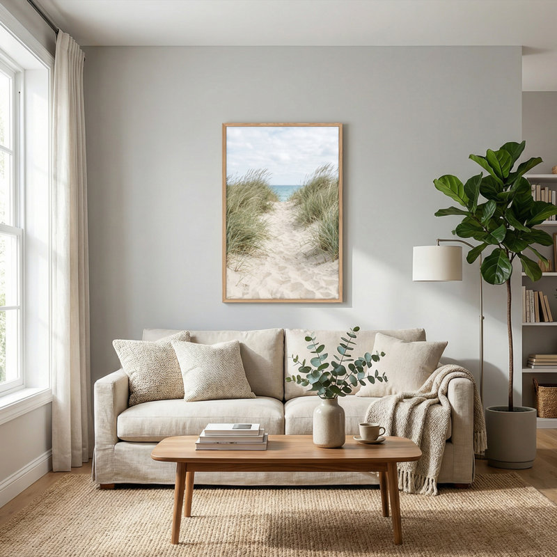 Ensemble de 1 tableau sur toile représentant un chemin de plage, H 24 po x l 18 po, Naturel