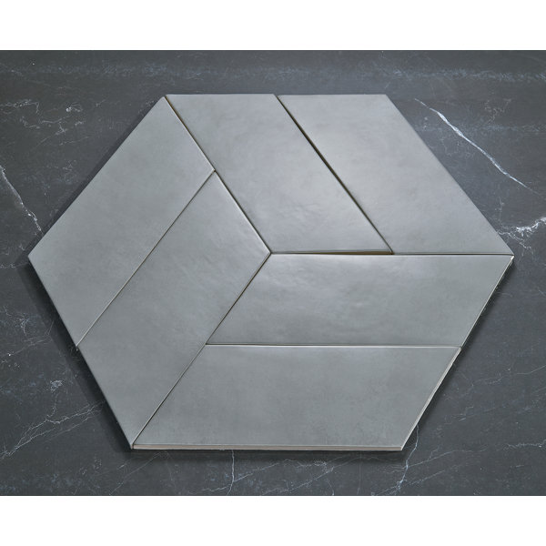 Cement Series 4" x 10" Left Chevron Porcelain Tile
