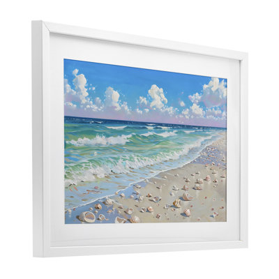 Shells Awash on Shore Framed Print Under Glass, design by LSR Design Studio