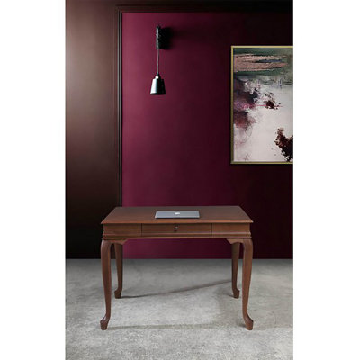 Guri Traditional Study Desk, Walnut Color, 43.3 x 29.9 x 27.6 inches | 100% Beech Wood Legs & Beech Wood Coated MDF Top, Thickness: 0.7 inches | Elegant Design for Home Office & Study, Sturdy and Stylish