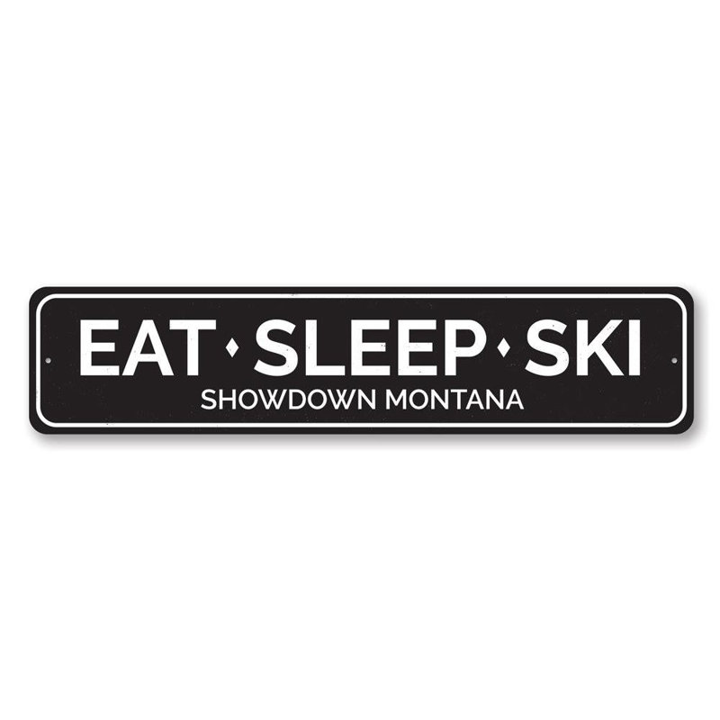Plaque en aluminium «Eat Sleep Ski», H 6 po x l 24 po x P 0,063 po