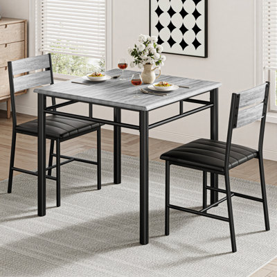 3-Piece Dining Table Set for 2 with Upholstered Chairs - Perfect for Small Spaces