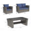 Ensemble de mobilier d'extérieur 4 pièces, canapé modulaire d'extérieur avec table basse et coussins en verre trempé, ensemble de patio en rotin d'osier