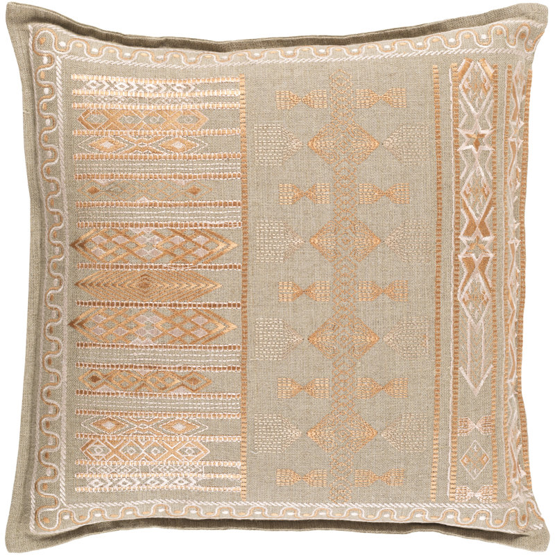 Jizera Geometric Throw Pillow, 22" x 22", Green, Pillow Cover Only