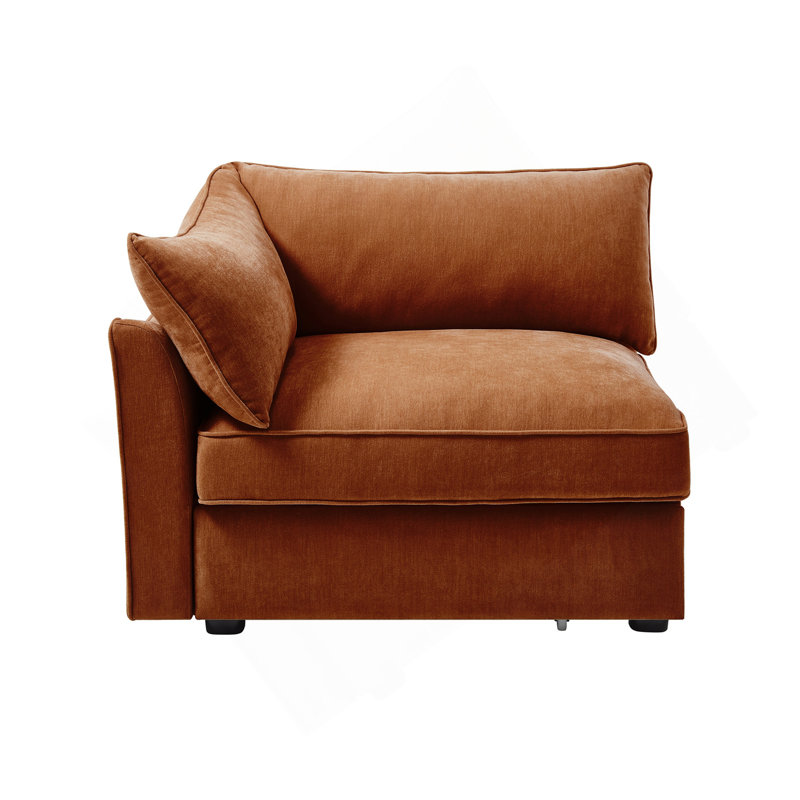 Canapé LSF velours orange, Orienté à gauche (vu de face)