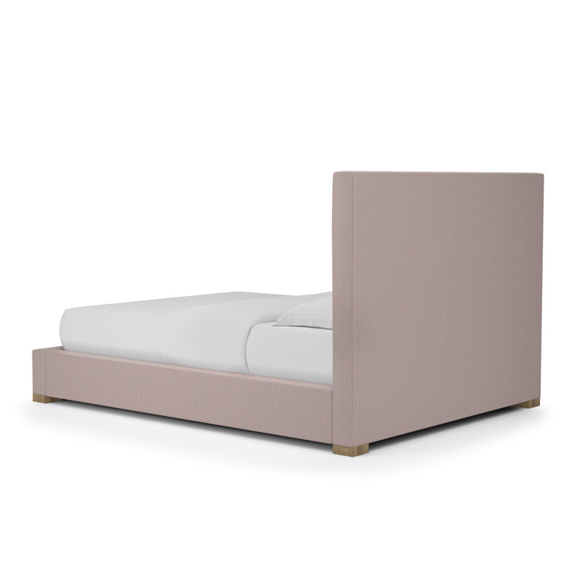 Sloan Upholstered Bed, Queen, Box Weave Linen Blush, Weathered