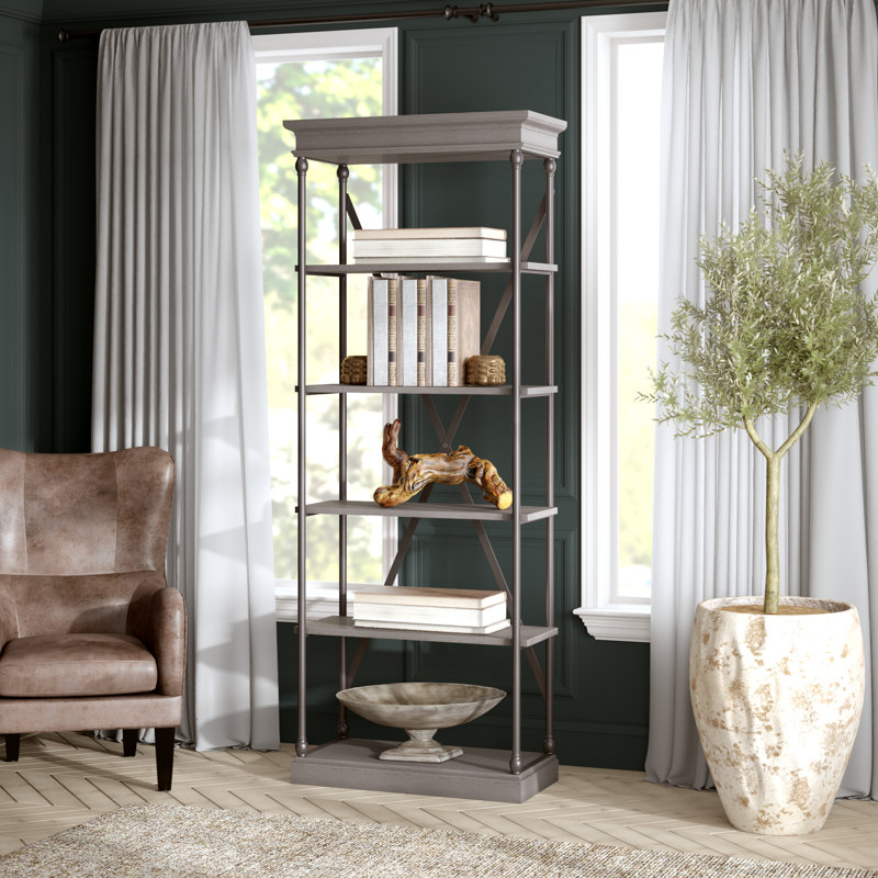Kyler Etagere Bookcase, Gray