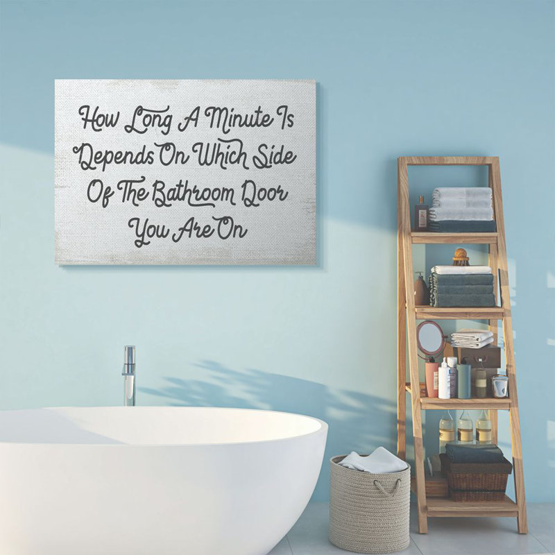 «What Side Funny Bathroom Word Design», reproduction d'art textuel sur toile, H 36 po x l 48 po x P 1,5 po, Toile tendue