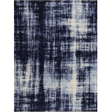 Shibori Hand Knotted Wool Abstract Area Rug in Indigo/Ivory