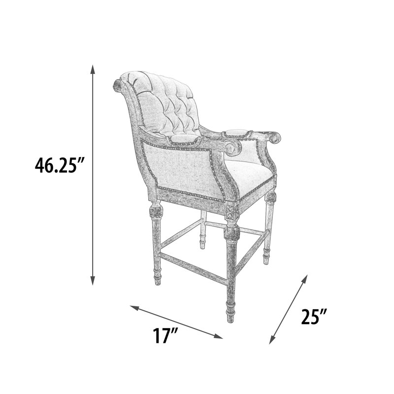 Upholstered Counter Stool with Solid Wood Frame
