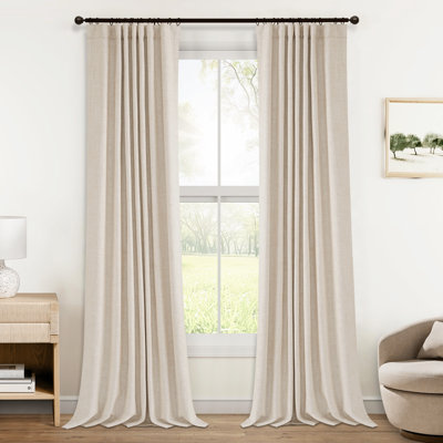 Rideaux 100% occultant 50 po en lin synthétique isolant et isolant pour fenêtre de chambre à coucher (ensemble de 2 panneaux)