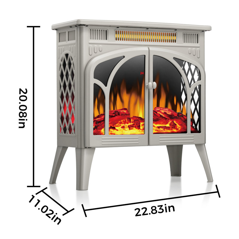 Cowsar 22.8''w Infrared Freestanding Portable Electric Fireplace Stove Heater With Remote,Timer,Adjustable Brightness And Speed,Double Doors