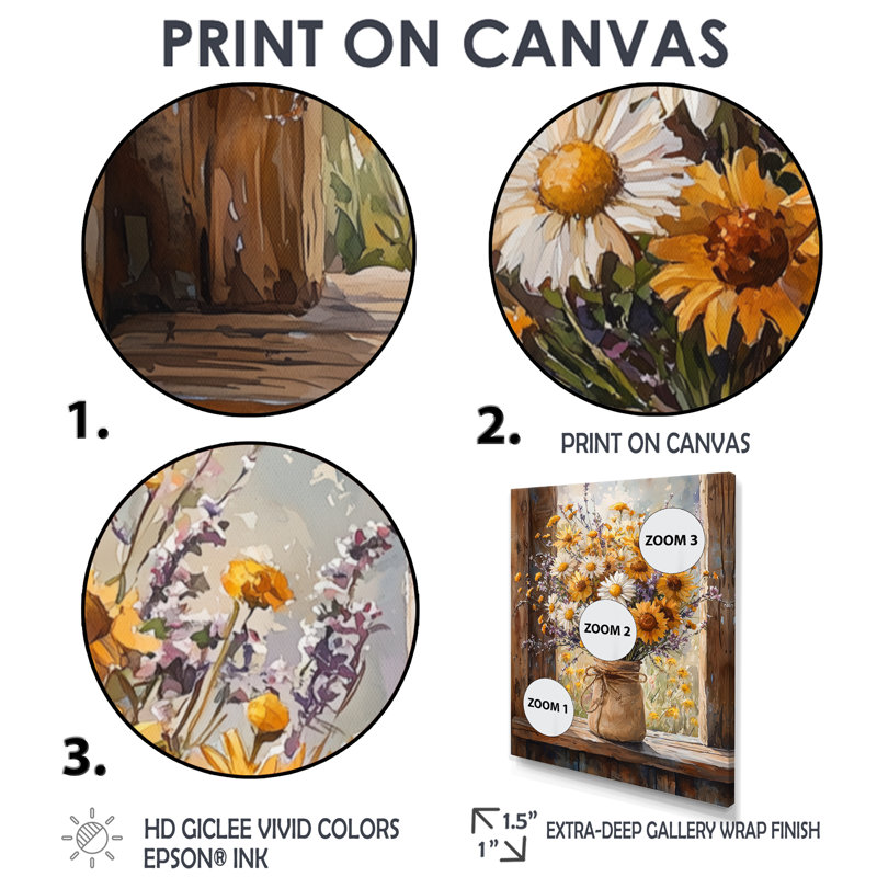 Galloway - Floral Canvas Prints, 20" H x 12" W, Single Picture Framed Print, White
