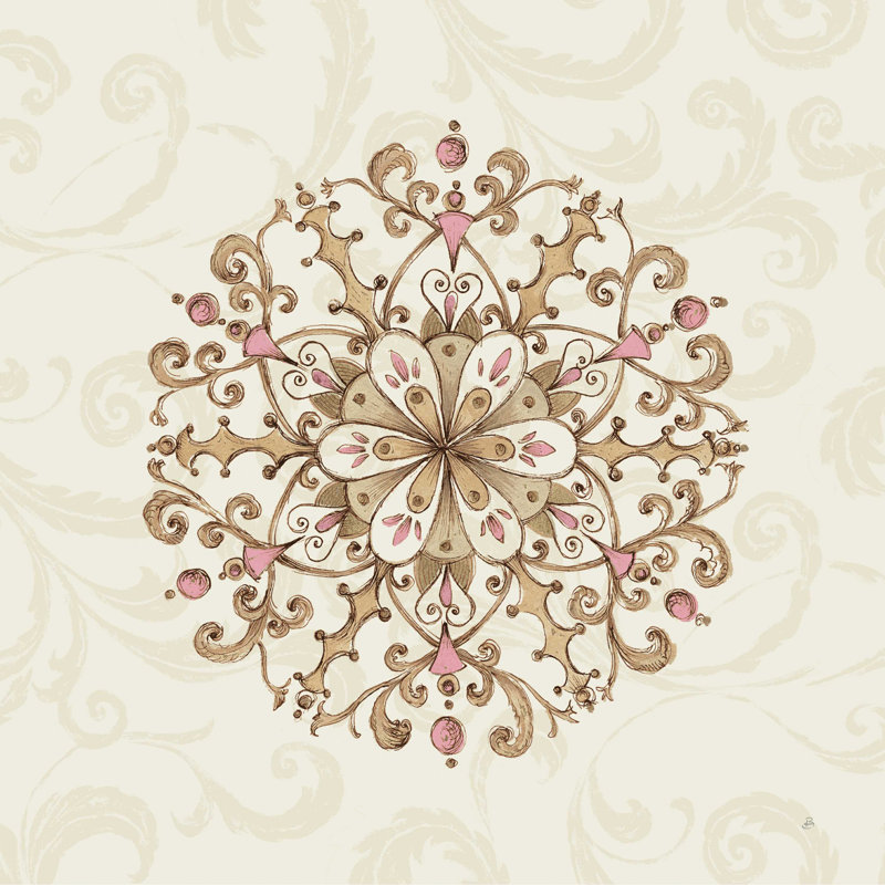 «Elegant Season Snowflake III Pink» par Daphne Brissonnet - reproduction sur toile tendue, H 12 po x l 12 po, Non