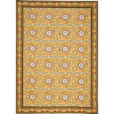 Needlepoint Azm Hand-Knotted Wool Geometric Area Rug in Beige/Brown