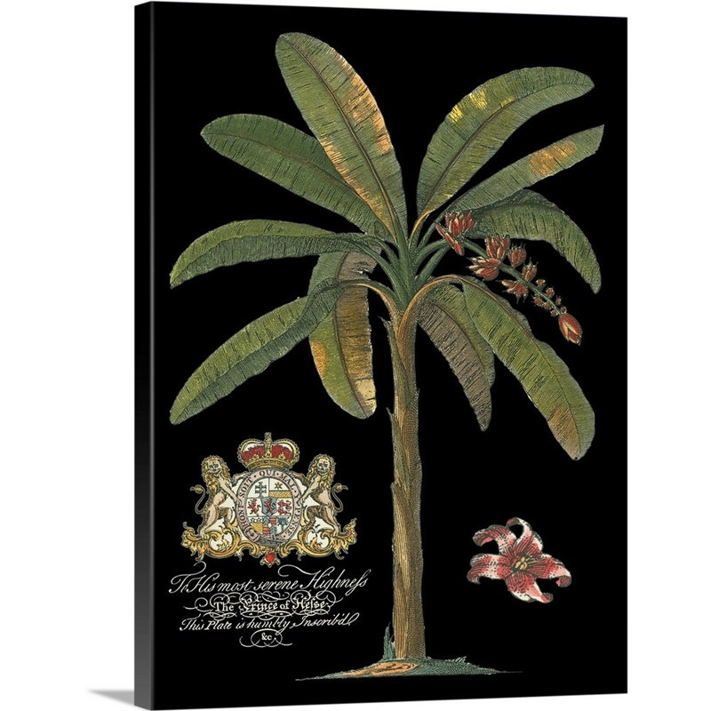 Palmier sur toile II noir, art mural, H 32 po x l 24 po x P 1,25 po, Toile tendue