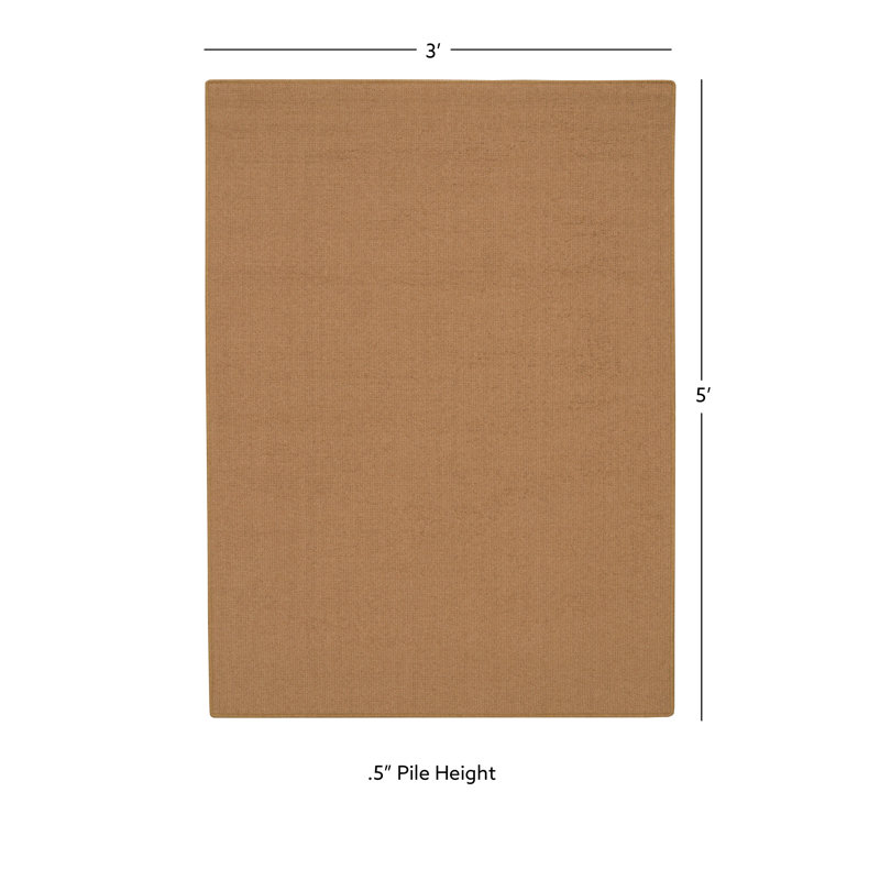Tapis brun en laine touffeté à la main, Rectangle 3 pi x 5 pi