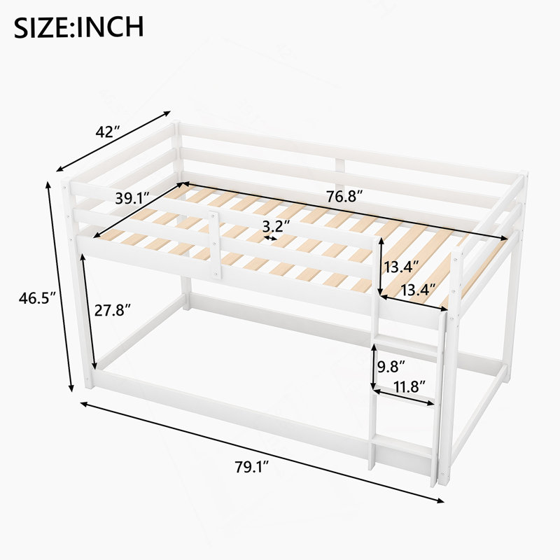 Lit superposé au-dessus d'un plancher avec échelle, Blanc