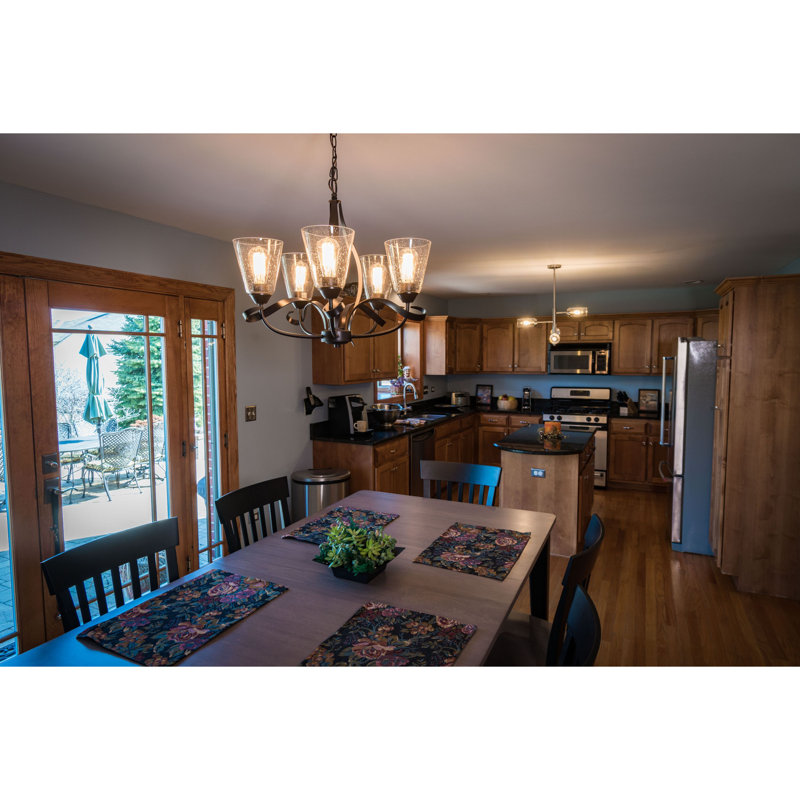 Zermeno 5 - Light Steel Dimmable Wagon Wheel Chandelier