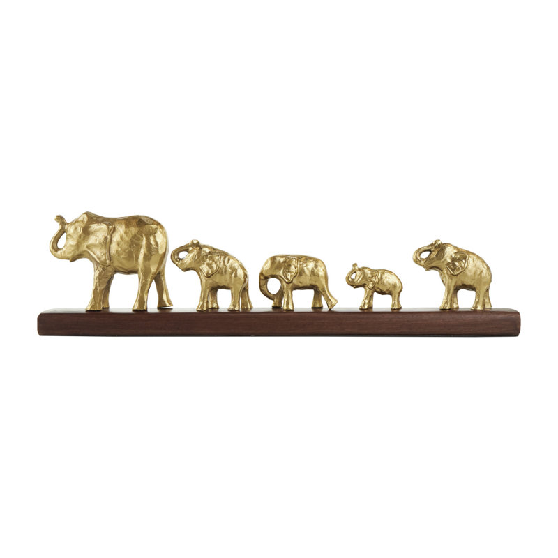 Sculpture éléphant en métal Seigle, H 8 po x l 29,85 po x P 2,8 po
