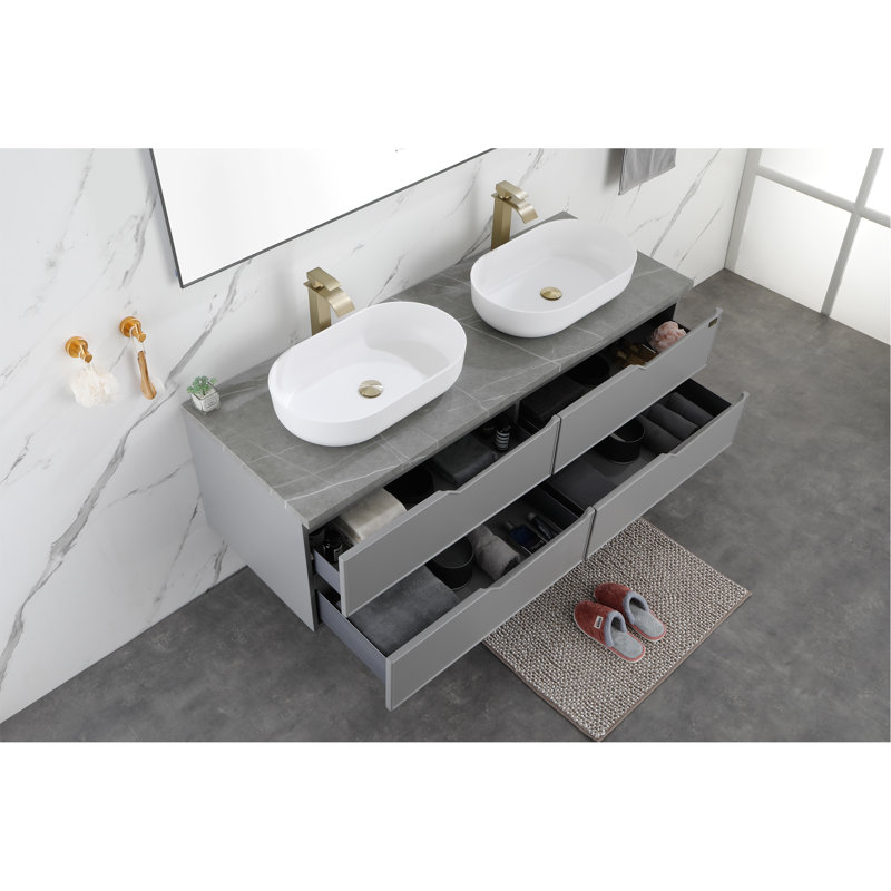 Lavabo vasque de salle de bain moderne ovale 24 "x14" pour meuble-lavabo moderne
