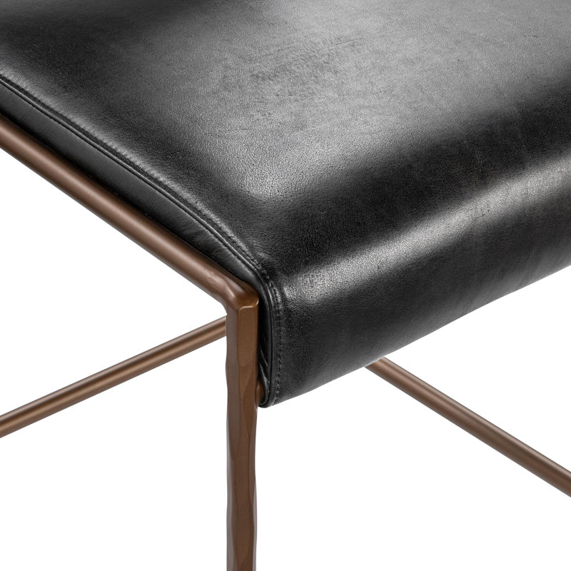 Kayne Leather Counter Stool, Black, Bronze