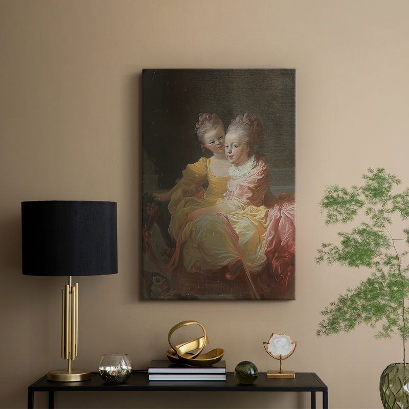 Les deux sœurs (Les deux sœurs) - Toile tendue avec châssis par Jean-Honoré Fragonard, 12 x 18