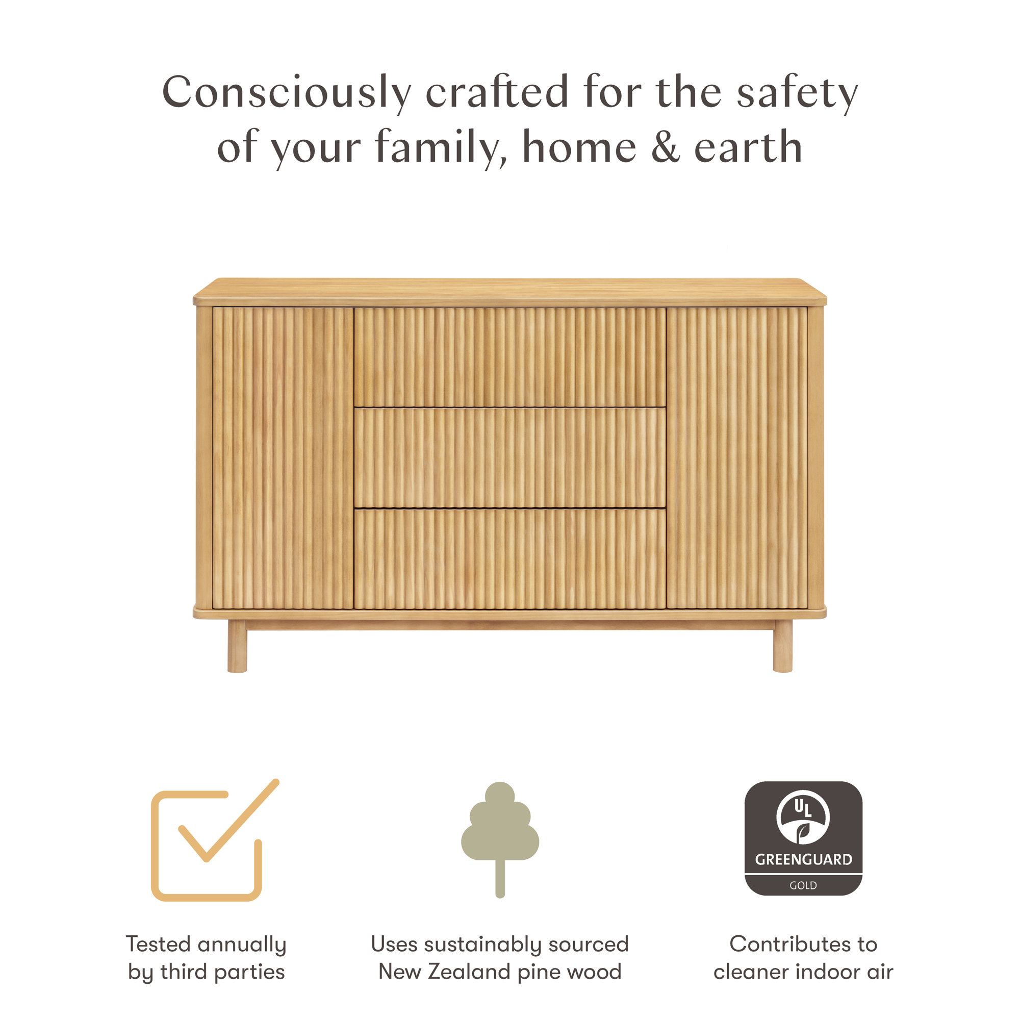 Pogo Tambour Assembled Dresser, Honey