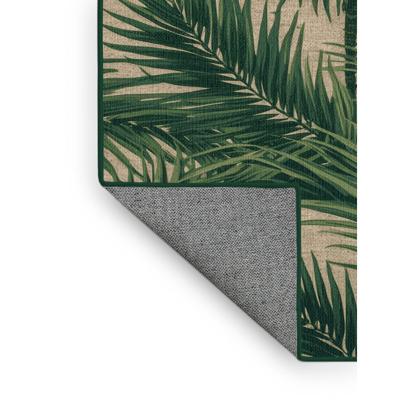Washable Fan Palm Hawaiian Area Rug, Round 6'