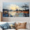 «Blue Sunset In The Silent Meadow», art mural abstrait sur toile, 4 pièces