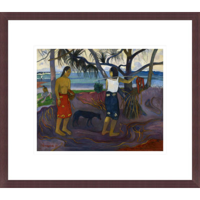 «I Raro Te Oviri (Under the Pandanus)» par Paul Gauguin, impression giclée encadrée