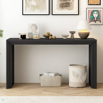 Console de style moderne en placage de bois massif de paulownia, convenant au vestibule, au salon ou à l'entrée.