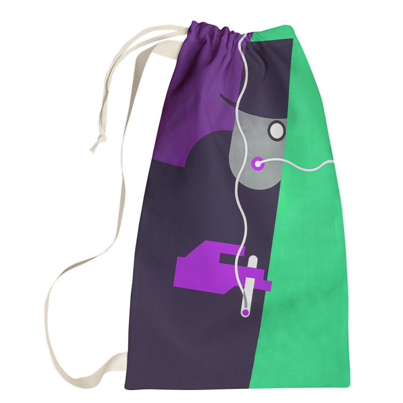 Fabric Laundry Bag with Handles, Large (76.5" H x 29.5" W x 1.5" D), Purple/Green