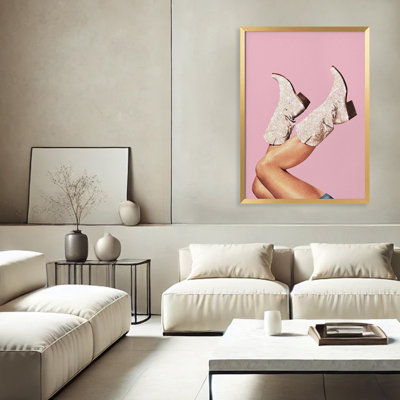 Pop Art & Retro, "ces bottes - rose scintillant II", reproduction d'art encadrée