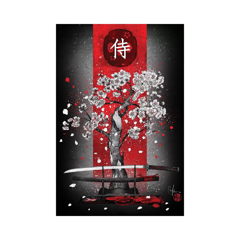 «Samurai» par Marine Loup - impression d'art graphique, Aucun mat, Toile tendue, H 18 po x l 12 po x 1,5 po
