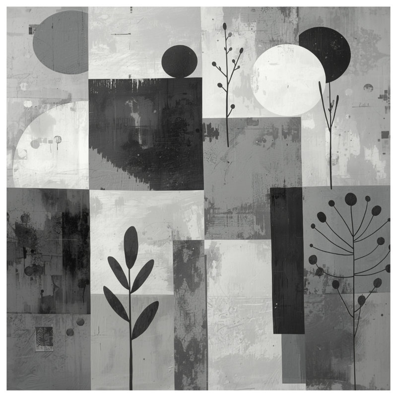 Coussins géométriques à motif abstrait botanique, 16 po x 16 po