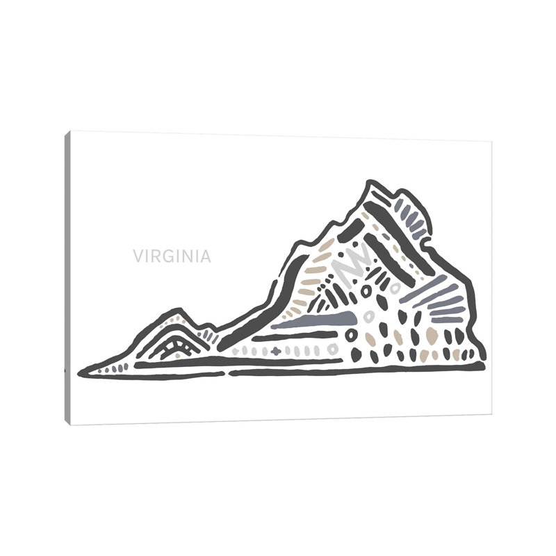 «Virginia» par déclaration Goods - peinture sur toile tendue, H 12 po x l 18 po x 1,5 po