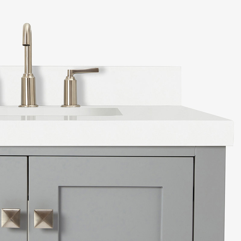 Cambridge 37'' W Single Vanity, Gray, Pure White Quartz