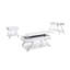 Table de bout contemporaine blanche ultrabrillante avec structure en acier chromé et tablette de rangement ouverte