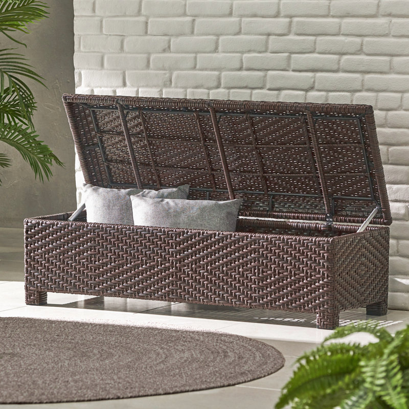 PE WICKER STORAGE BENCH