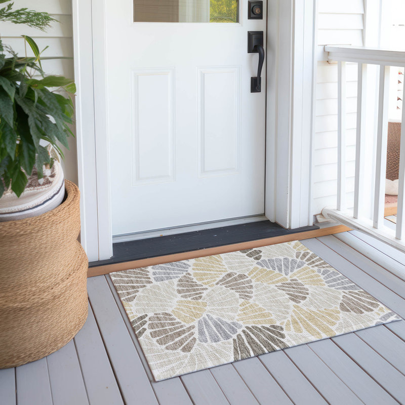 Machine Washable Indoor/Outdoor Jozwiak ACN2384 Floral Rug, Rectangle 1'8" x 2'6"