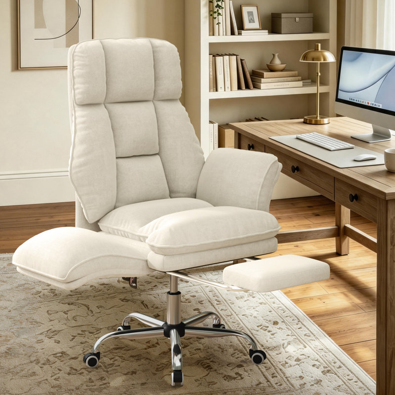 Happy Larry Faux Fur Office Chair, White
