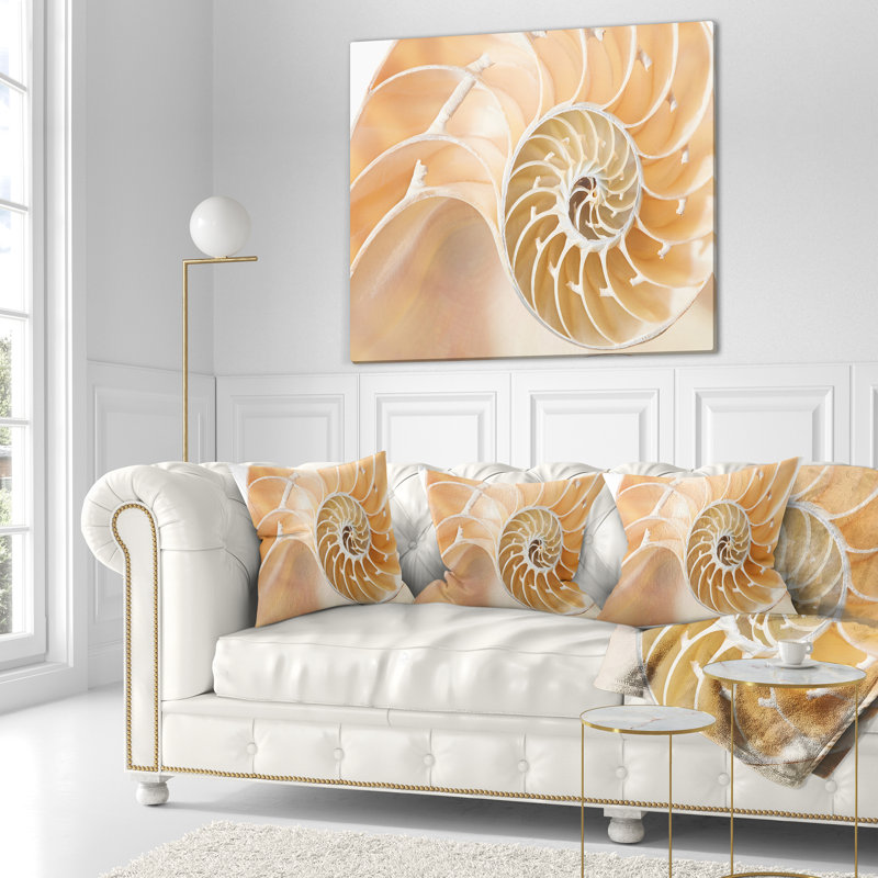 Brown Nautilus Shell Pattern - Abstract Printed Pillow, 16" x 16", Throw Pillow