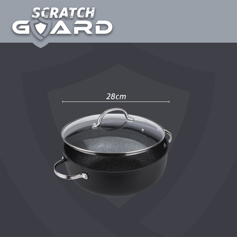 Prestige Scratch Guard Non Stick Casserole Dishes with Lids Ovenproof 28cm - induction Suitable Casserole Dish 5.7L, Dishwasher Safe, Scratch Resistant Cookware