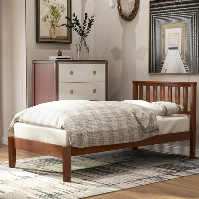 Walnut Twin Solid Wood Bed Frame