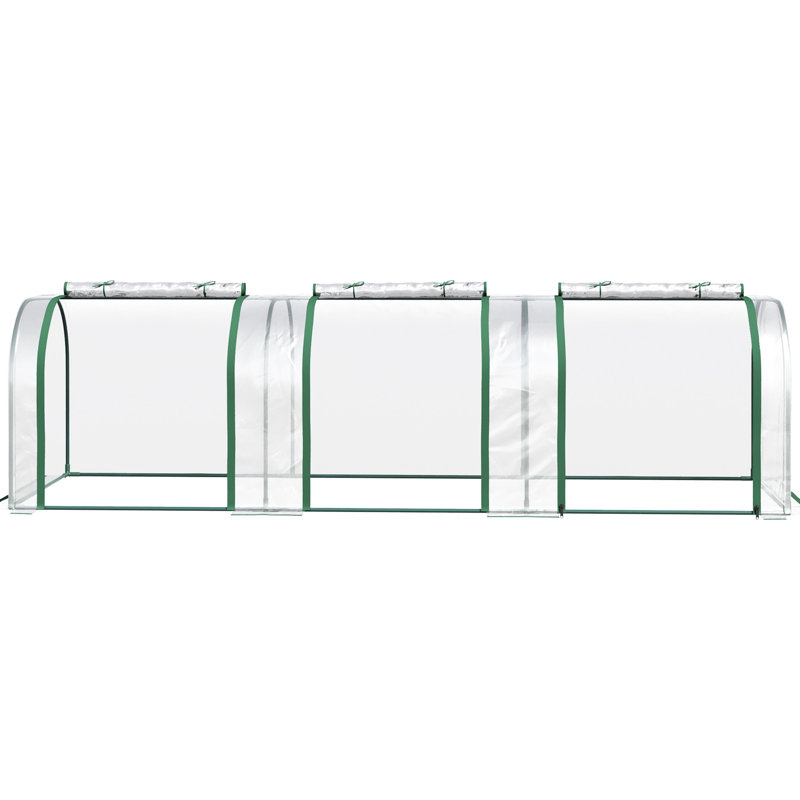 Mini serre 10 pi x 3 pi 2,5 po, avec accès avec fermeture à glissière, quarts de protection imperméables et fabrication en acier pour les tâches de jardinage portatives 2,5 pi, portes à fermeture à glissière pratiques, cadre solide