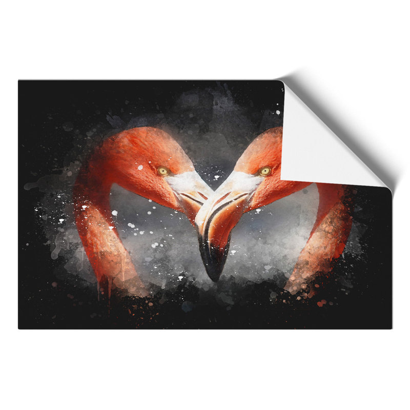 Pink Flamingo Paint Splash - Frameless Print, 21cm H x 30cm W x 0.1cm D