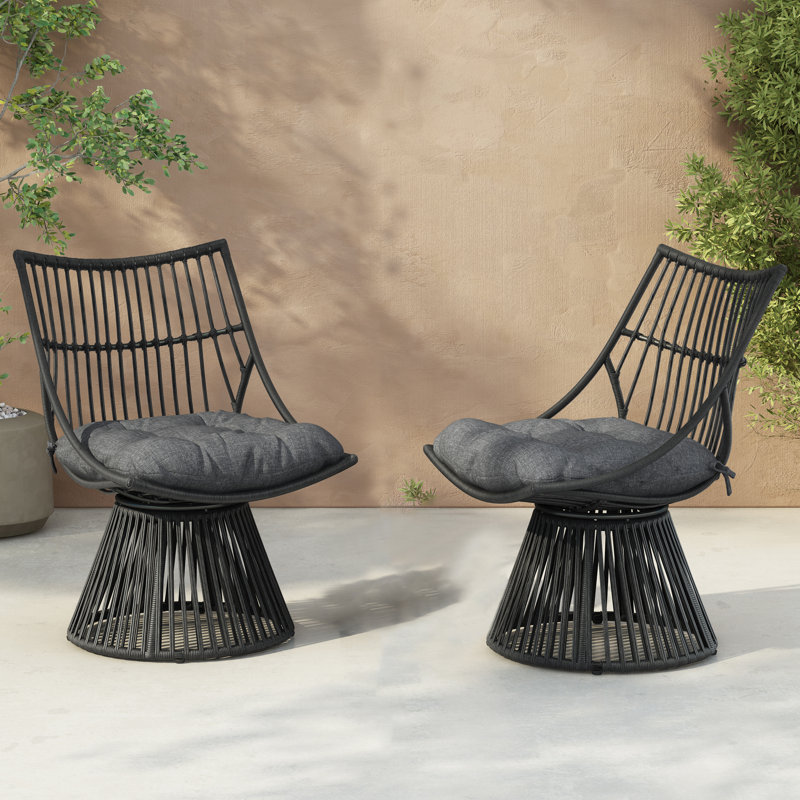 Chaises de patio avec coussins Fiona, Gris, Gris