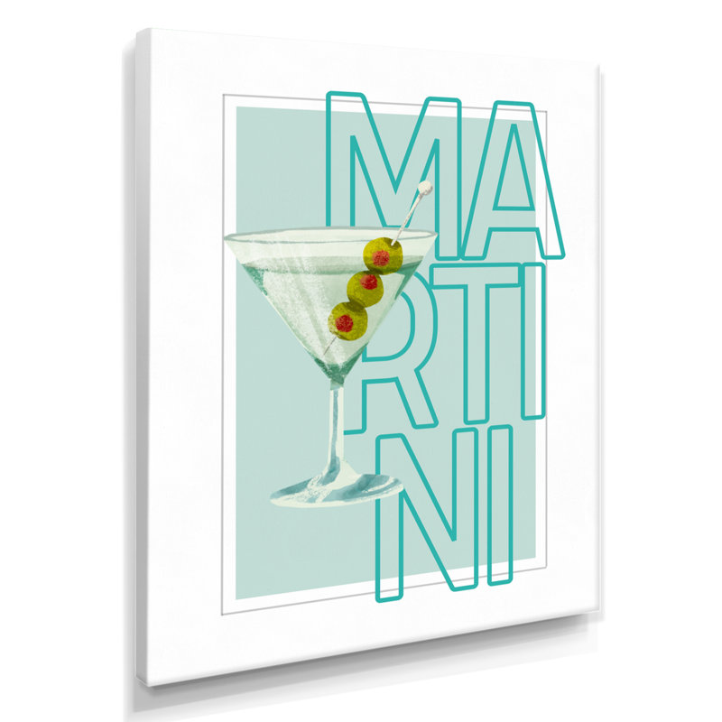 «Straight Martini With Olives Cocktail», impression d'art mural, Toile tendue, 44" H x 34" W