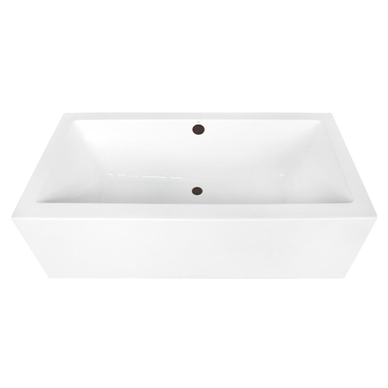Kingston Brass Aqua Eden 67-Inch Acrylic Rectangular Double Ended Freestanding Tub with Overflow/Drain Assembly